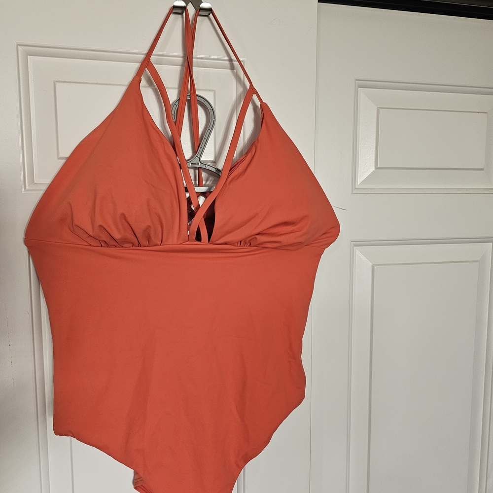 Women's Halter One Piece Swimsuit - Coral